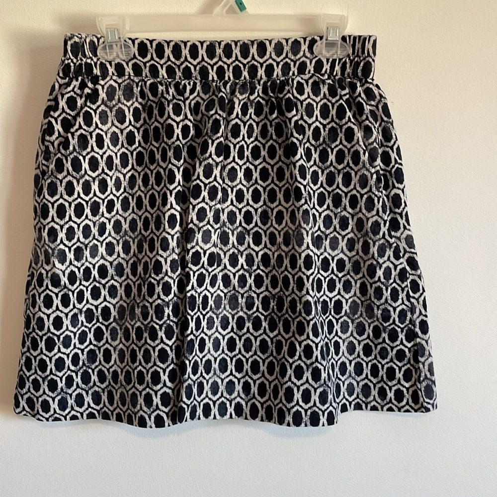 Loft Coastal Linen Blend Skirt SM Navy Honeycomb Mini Lightweight Print